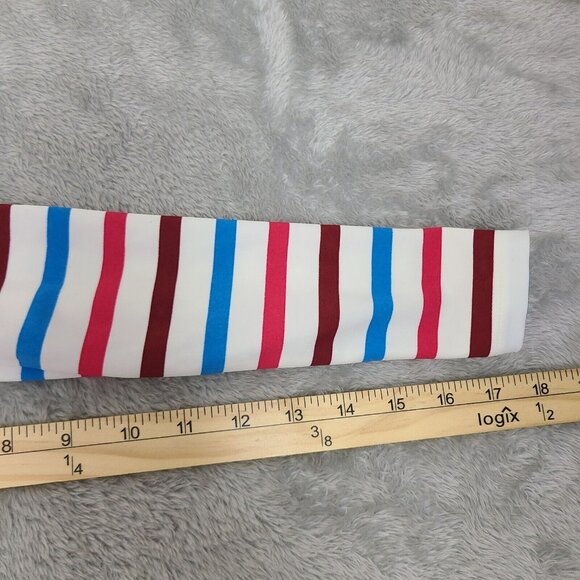 Spanx Swim Shirt Rash Guard Ocean Stripe Hibiscus Crew Neck Long Sleeve Medium - Picture 7 of 8